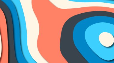 Kağıt Sanat karikatür soyut dalgalar. Kağıt arka plan bölmek. Modern origami tasarım şablonu. Kağıt arka plan kes. Soyut gerçekçi kağıt dekorasyon dokulu tasarımı için