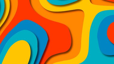 Kağıt Sanat karikatür soyut dalgalar. Kağıt arka plan bölmek. Modern origami tasarım şablonu. Kağıt arka plan kes. Soyut gerçekçi kağıt dekorasyon dokulu tasarımı için