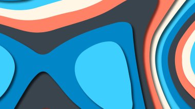 Kağıt Sanat karikatür soyut dalgalar. Kağıt arka plan bölmek. Modern origami tasarım şablonu. Kağıt arka plan kes. Soyut gerçekçi kağıt dekorasyon dokulu tasarımı için