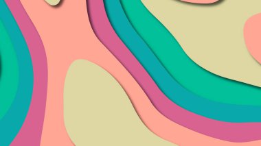 Kağıt Sanat karikatür soyut dalgalar. Kağıt arka plan bölmek. Modern origami tasarım şablonu. Kağıt arka plan kes. Soyut gerçekçi kağıt dekorasyon dokulu tasarımı için