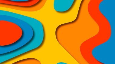 Kağıt Sanat karikatür soyut dalgalar. Kağıt arka plan bölmek. Modern origami tasarım şablonu. Kağıt arka plan kes. Soyut gerçekçi kağıt dekorasyon dokulu tasarımı için