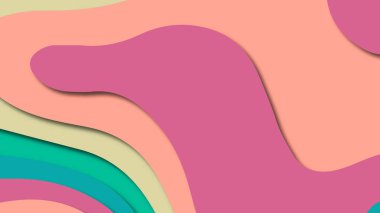 Kağıt Sanat karikatür soyut dalgalar. Kağıt arka plan bölmek. Modern origami tasarım şablonu. Kağıt arka plan kes. Soyut gerçekçi kağıt dekorasyon dokulu tasarımı için