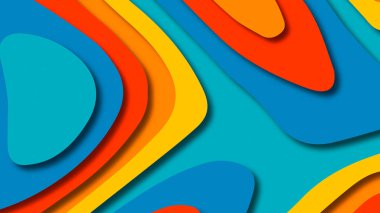Kağıt Sanat karikatür soyut dalgalar. Kağıt arka plan bölmek. Modern origami tasarım şablonu. Kağıt arka plan kes. Soyut gerçekçi kağıt dekorasyon dokulu tasarımı için