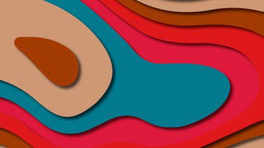 Kağıt Sanat karikatür soyut dalgalar. Kağıt arka plan bölmek. Modern origami tasarım şablonu. Kağıt arka plan kes. Soyut gerçekçi kağıt dekorasyon dokulu tasarımı için