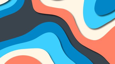 Kağıt Sanat karikatür soyut dalgalar. Kağıt arka plan bölmek. Modern origami tasarım şablonu. Kağıt arka plan kes. Soyut gerçekçi kağıt dekorasyon dokulu tasarımı için