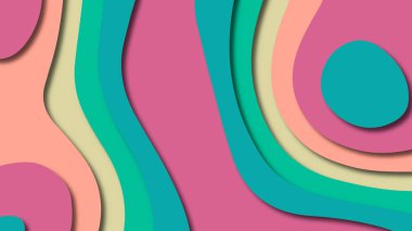 Kağıt Sanat karikatür soyut dalgalar. Kağıt arka plan bölmek. Modern origami tasarım şablonu. Kağıt arka plan kes. Soyut gerçekçi kağıt dekorasyon dokulu tasarımı için