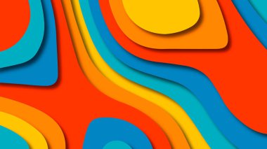 Kağıt Sanat karikatür soyut dalgalar. Kağıt arka plan bölmek. Modern origami tasarım şablonu. Kağıt arka plan kes. Soyut gerçekçi kağıt dekorasyon dokulu tasarımı için