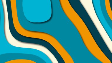 Kağıt Sanat karikatür soyut dalgalar. Kağıt arka plan bölmek. Modern origami tasarım şablonu. Kağıt arka plan kes. Soyut gerçekçi kağıt dekorasyon dokulu tasarımı için