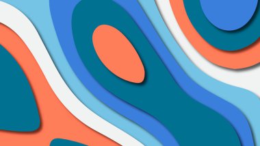 Kağıt Sanat karikatür soyut dalgalar. Kağıt arka plan bölmek. Modern origami tasarım şablonu. Kağıt arka plan kes. Soyut gerçekçi kağıt dekorasyon dokulu tasarımı için