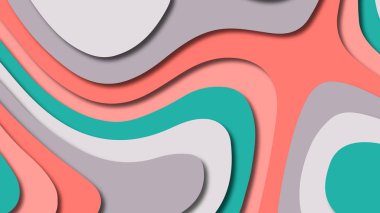 Kağıt Sanat karikatür soyut dalgalar. Kağıt arka plan bölmek. Modern origami tasarım şablonu. Kağıt arka plan kes. Soyut gerçekçi kağıt dekorasyon dokulu tasarımı için