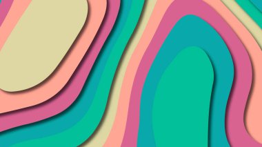 Kağıt Sanat karikatür soyut dalgalar. Kağıt arka plan bölmek. Modern origami tasarım şablonu. Kağıt arka plan kes. Soyut gerçekçi kağıt dekorasyon dokulu tasarımı için