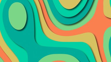 Kağıt Sanat karikatür soyut dalgalar. Kağıt arka plan bölmek. Modern origami tasarım şablonu. Kağıt arka plan kes. Soyut gerçekçi kağıt dekorasyon dokulu tasarımı için