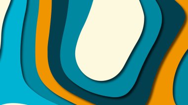 Kağıt Sanat karikatür soyut dalgalar. Kağıt arka plan bölmek. Modern origami tasarım şablonu. Kağıt arka plan kes. Soyut gerçekçi kağıt dekorasyon dokulu tasarımı için