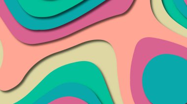 Kağıt Sanat karikatür soyut dalgalar. Kağıt arka plan bölmek. Modern origami tasarım şablonu. Kağıt arka plan kes. Soyut gerçekçi kağıt dekorasyon dokulu tasarımı için