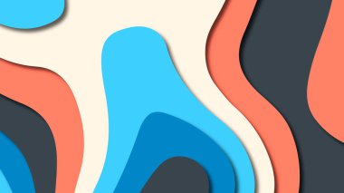 Kağıt Sanat karikatür soyut dalgalar. Kağıt arka plan bölmek. Modern origami tasarım şablonu. Kağıt arka plan kes. Soyut gerçekçi kağıt dekorasyon dokulu tasarımı için