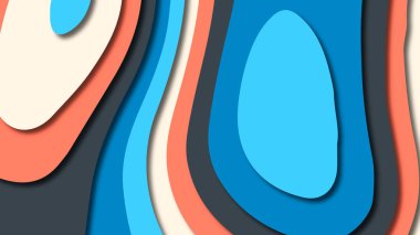 Kağıt Sanat karikatür soyut dalgalar. Kağıt arka plan bölmek. Modern origami tasarım şablonu. Kağıt arka plan kes. Soyut gerçekçi kağıt dekorasyon dokulu tasarımı için