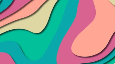 Kağıt Sanat karikatür soyut dalgalar. Kağıt arka plan bölmek. Modern origami tasarım şablonu. Kağıt arka plan kes. Soyut gerçekçi kağıt dekorasyon dokulu tasarımı için