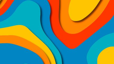 Kağıt Sanat karikatür soyut dalgalar. Kağıt arka plan bölmek. Modern origami tasarım şablonu. Kağıt arka plan kes. Soyut gerçekçi kağıt dekorasyon dokulu tasarımı için