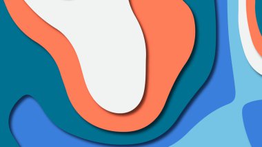 Kağıt Sanat karikatür soyut dalgalar. Kağıt arka plan bölmek. Modern origami tasarım şablonu. Kağıt arka plan kes. Soyut gerçekçi kağıt dekorasyon dokulu tasarımı için