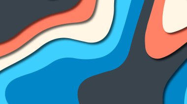 Kağıt Sanat karikatür soyut dalgalar. Kağıt arka plan bölmek. Modern origami tasarım şablonu. Kağıt arka plan kes. Soyut gerçekçi kağıt dekorasyon dokulu tasarımı için