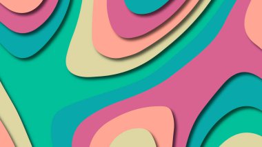 Kağıt Sanat karikatür soyut dalgalar. Kağıt arka plan bölmek. Modern origami tasarım şablonu. Kağıt arka plan kes. Soyut gerçekçi kağıt dekorasyon dokulu tasarımı için