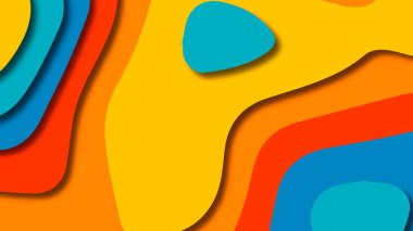 Kağıt Sanat karikatür soyut dalgalar. Kağıt arka plan bölmek. Modern origami tasarım şablonu. Kağıt arka plan kes. Soyut gerçekçi kağıt dekorasyon dokulu tasarımı için