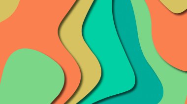 Kağıt Sanat karikatür soyut dalgalar. Kağıt arka plan bölmek. Modern origami tasarım şablonu. Kağıt arka plan kes. Soyut gerçekçi kağıt dekorasyon dokulu tasarımı için