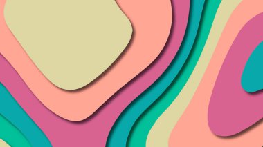 Kağıt Sanat karikatür soyut dalgalar. Kağıt arka plan bölmek. Modern origami tasarım şablonu. Kağıt arka plan kes. Soyut gerçekçi kağıt dekorasyon dokulu tasarımı için