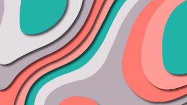 Kağıt Sanat karikatür soyut dalgalar. Kağıt arka plan bölmek. Modern origami tasarım şablonu. Kağıt arka plan kes. Soyut gerçekçi kağıt dekorasyon dokulu tasarımı için