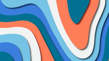 Kağıt Sanat karikatür soyut dalgalar. Kağıt arka plan bölmek. Modern origami tasarım şablonu. Kağıt arka plan kes. Soyut gerçekçi kağıt dekorasyon dokulu tasarımı için