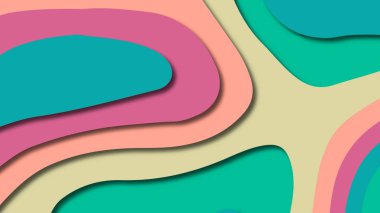 Kağıt Sanat karikatür soyut dalgalar. Kağıt arka plan bölmek. Modern origami tasarım şablonu. Kağıt arka plan kes. Soyut gerçekçi kağıt dekorasyon dokulu tasarımı için