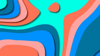 Kağıt Sanat karikatür soyut dalgalar. Kağıt arka plan bölmek. Modern origami tasarım şablonu. Kağıt arka plan kes. Soyut gerçekçi kağıt dekorasyon dokulu tasarımı için