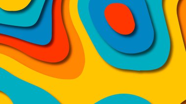 Kağıt Sanat karikatür soyut dalgalar. Kağıt arka plan bölmek. Modern origami tasarım şablonu. Kağıt arka plan kes. Soyut gerçekçi kağıt dekorasyon dokulu tasarımı için