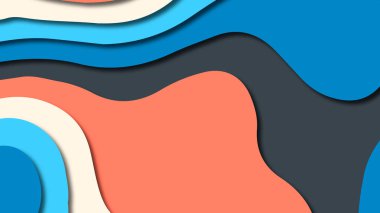 Kağıt Sanat karikatür soyut dalgalar. Kağıt arka plan bölmek. Modern origami tasarım şablonu. Kağıt arka plan kes. Soyut gerçekçi kağıt dekorasyon dokulu tasarımı için