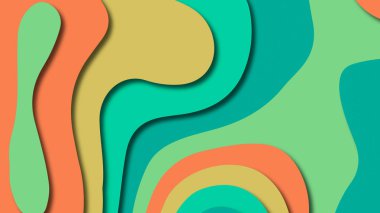 Kağıt Sanat karikatür soyut dalgalar. Kağıt arka plan bölmek. Modern origami tasarım şablonu. Kağıt arka plan kes. Soyut gerçekçi kağıt dekorasyon dokulu tasarımı için