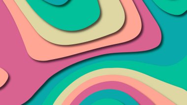 Kağıt Sanat karikatür soyut dalgalar. Kağıt arka plan bölmek. Modern origami tasarım şablonu. Kağıt arka plan kes. Soyut gerçekçi kağıt dekorasyon dokulu tasarımı için