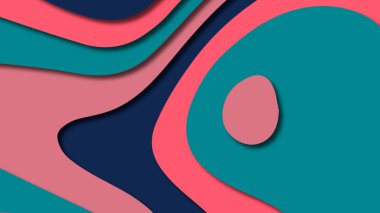 Kağıt Sanat karikatür soyut dalgalar. Kağıt arka plan bölmek. Modern origami tasarım şablonu. Kağıt arka plan kes. Soyut gerçekçi kağıt dekorasyon dokulu tasarımı için