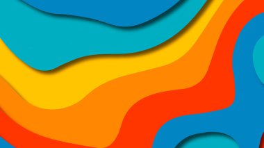 Kağıt Sanat karikatür soyut dalgalar. Kağıt arka plan bölmek. Modern origami tasarım şablonu. Kağıt arka plan kes. Soyut gerçekçi kağıt dekorasyon dokulu tasarımı için