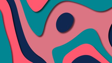 Kağıt Sanat karikatür soyut dalgalar. Kağıt arka plan bölmek. Modern origami tasarım şablonu. Kağıt arka plan kes. Soyut gerçekçi kağıt dekorasyon dokulu tasarımı için