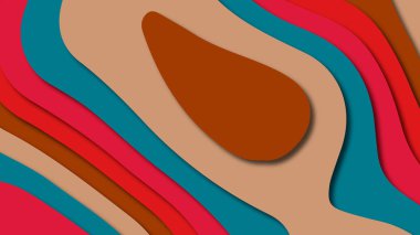 Kağıt Sanat karikatür soyut dalgalar. Kağıt arka plan bölmek. Modern origami tasarım şablonu. Kağıt arka plan kes. Soyut gerçekçi kağıt dekorasyon dokulu tasarımı için