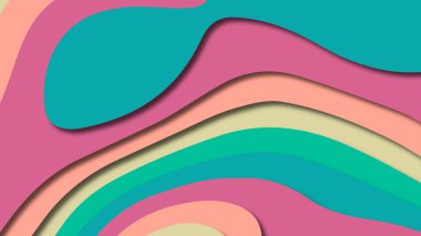 Kağıt Sanat karikatür soyut dalgalar. Kağıt arka plan bölmek. Modern origami tasarım şablonu. Kağıt arka plan kes. Soyut gerçekçi kağıt dekorasyon dokulu tasarımı için