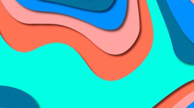 Kağıt Sanat karikatür soyut dalgalar. Kağıt arka plan bölmek. Modern origami tasarım şablonu. Kağıt arka plan kes. Soyut gerçekçi kağıt dekorasyon dokulu tasarımı için