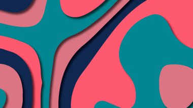 Kağıt Sanat karikatür soyut dalgalar. Kağıt arka plan bölmek. Modern origami tasarım şablonu. Kağıt arka plan kes. Soyut gerçekçi kağıt dekorasyon dokulu tasarımı için