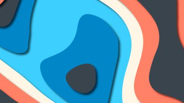 Kağıt Sanat karikatür soyut dalgalar. Kağıt arka plan bölmek. Modern origami tasarım şablonu. Kağıt arka plan kes. Soyut gerçekçi kağıt dekorasyon dokulu tasarımı için