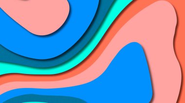 Kağıt Sanat karikatür soyut dalgalar. Kağıt arka plan bölmek. Modern origami tasarım şablonu. Kağıt arka plan kes. Soyut gerçekçi kağıt dekorasyon dokulu tasarımı için