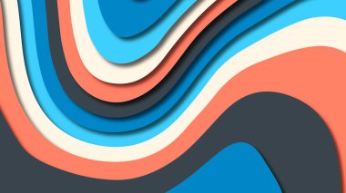 Kağıt Sanat karikatür soyut dalgalar. Kağıt arka plan bölmek. Modern origami tasarım şablonu. Kağıt arka plan kes. Soyut gerçekçi kağıt dekorasyon dokulu tasarımı için