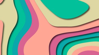 Kağıt Sanat karikatür soyut dalgalar. Kağıt arka plan bölmek. Modern origami tasarım şablonu. Kağıt arka plan kes. Soyut gerçekçi kağıt dekorasyon dokulu tasarımı için