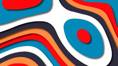 Kağıt Sanat karikatür soyut dalgalar. Kağıt arka plan bölmek. Modern origami tasarım şablonu. Kağıt arka plan kes. Soyut gerçekçi kağıt dekorasyon dokulu tasarımı için