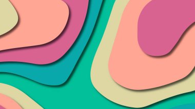 Kağıt Sanat karikatür soyut dalgalar. Kağıt arka plan bölmek. Modern origami tasarım şablonu. Kağıt arka plan kes. Soyut gerçekçi kağıt dekorasyon dokulu tasarımı için