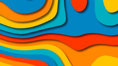 Kağıt Sanat karikatür soyut dalgalar. Kağıt arka plan bölmek. Modern origami tasarım şablonu. Kağıt arka plan kes. Soyut gerçekçi kağıt dekorasyon dokulu tasarımı için